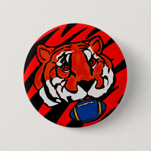 CHAPA REDONDA DE 5 CM RAYAS NARANJAS Y NEGRAS 