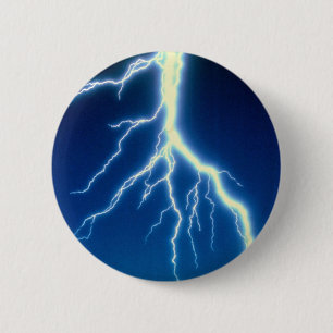 Chapa Redonda De 5 Cm Rayo sobre fondo azul