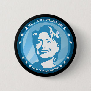 Chapa Redonda De 5 Cm rayos azules de hillary Clinton 08.