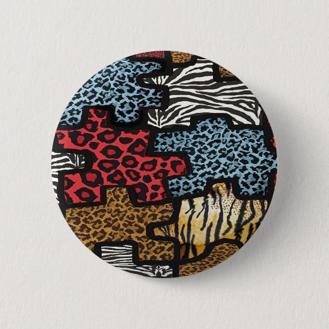 Chapa Redonda De 5 Cm RB Rockabilly Leopard Puzzle Zebra Impresión de re (Anverso)