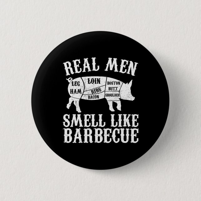 Chapa Redonda De 5 Cm Real Men Smell Like Byrbeque Bbq Byrbecue Grilling (Anverso)
