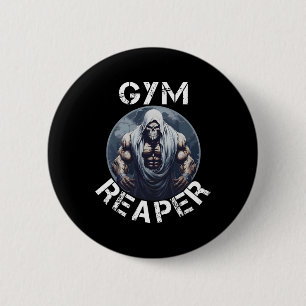 Chapa Redonda De 5 Cm Reaper Fitness Halloween Skeleton Workout Bodybuil