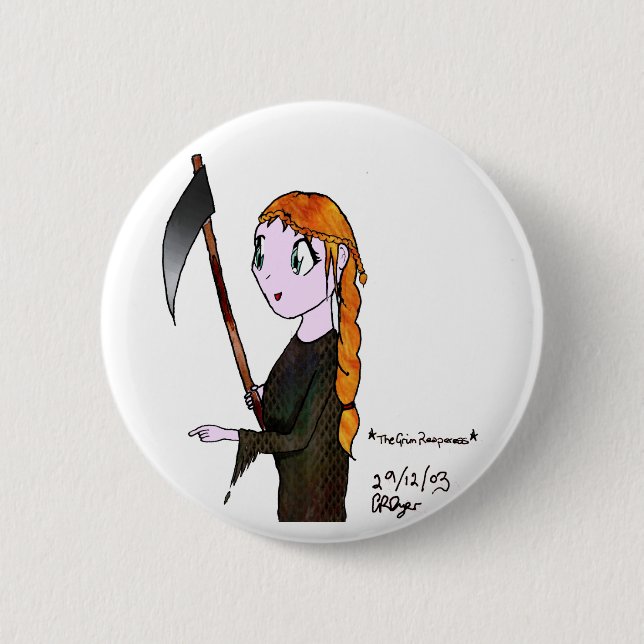 Chapa Redonda De 5 Cm Reaperess severo (Anverso)