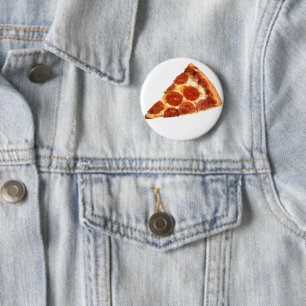 Chapa Redonda De 5 Cm Rebanada de pizza de pepperoni clásica de Slippery