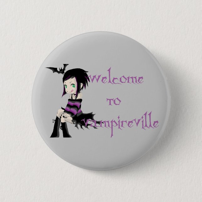 Chapa Redonda De 5 Cm recepción al vampireville (Anverso)