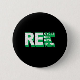 Chapa Redonda De 5 Cm Reciclar la reutilización Repensar la crisis ambie