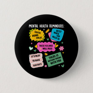 Chapa Redonda De 5 Cm Recordatorios de Salud Mental 