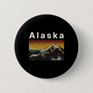 Chapa Redonda De 5 Cm Recuerdo de Alaska Senderismo Montañas Atardecer V