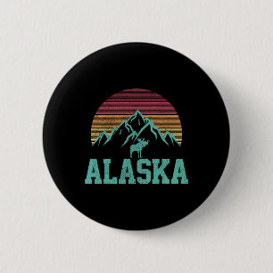 Chapa Redonda De 5 Cm Recuerdo de Alaska Vintage Moose Outdoor Nature Hi