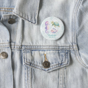 Chapa Redonda De 5 Cm Recuerdo de Baby Shower Pastel Bajo El Mar