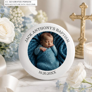 Chapa Redonda De 5 Cm Recuerdo de bautizo de niño con foto especial