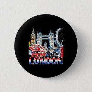 Chapa Redonda De 5 Cm Recuerdo de la ciudad de Londres Vibración de vaca