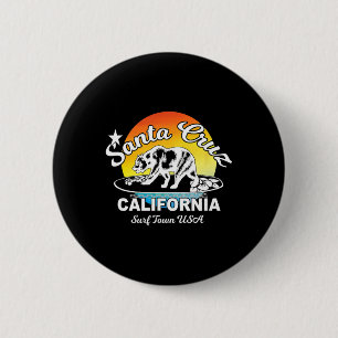 Chapa Redonda De 5 Cm Recuerdo de Oso Surfista de Santa Cruz California