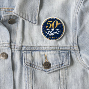 Chapa Redonda De 5 Cm recuerdo de viaje en avión de oro 50º vuelo