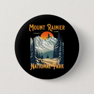 Chapa Redonda De 5 Cm Recuerdo vintage del Parque Nacional Monte Rainier