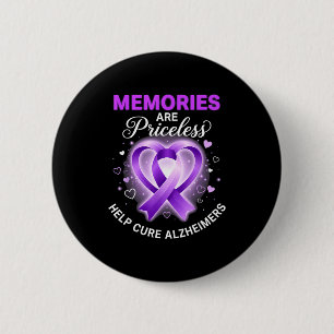 Chapa Redonda De 5 Cm Recuerdos de lazo morado son invaluables alzheimer