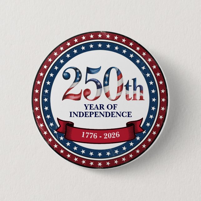 Chapa Redonda De 5 Cm Red & Blue 250th Years of USA Independence Button (Anverso)