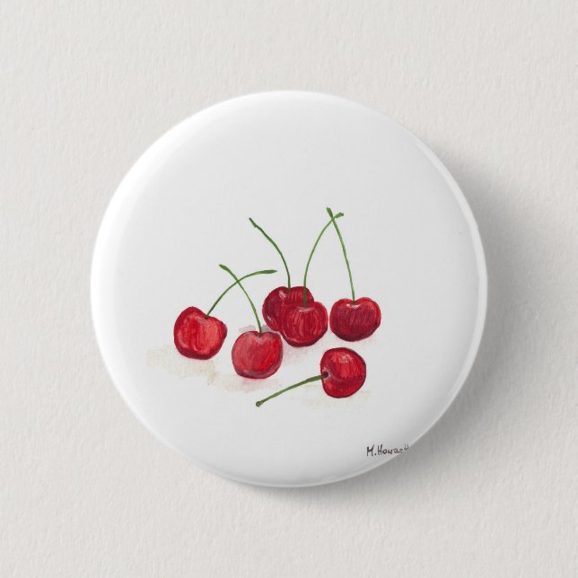 Chapa Redonda De 5 Cm Red cherries fruit (Anverso)