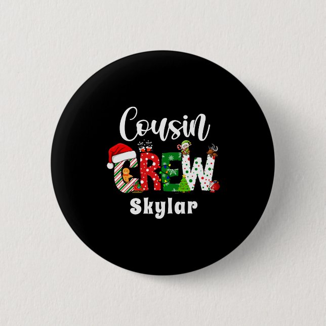 Chapa Redonda De 5 Cm Red Cousin Crew Christmas Retro  (Anverso)