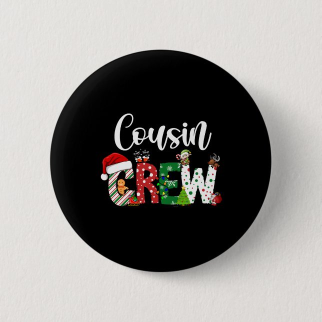 Chapa Redonda De 5 Cm Red Cousin Crew Christmas Retro  (Anverso)