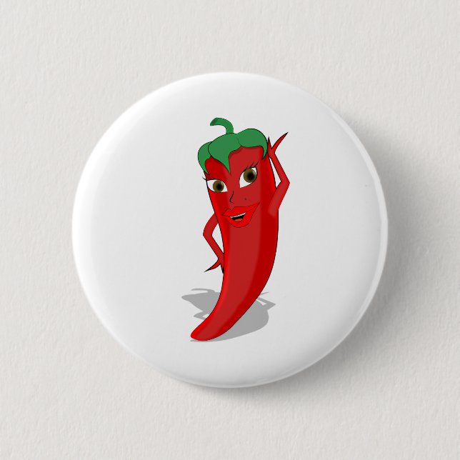 Chapa Redonda De 5 Cm Red Hot Pepper Diva (Anverso)