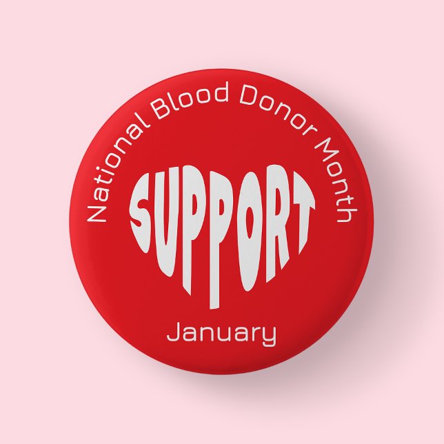 Chapa Redonda De 5 Cm Red National Blood Donor Month Button (National Blood Donor)