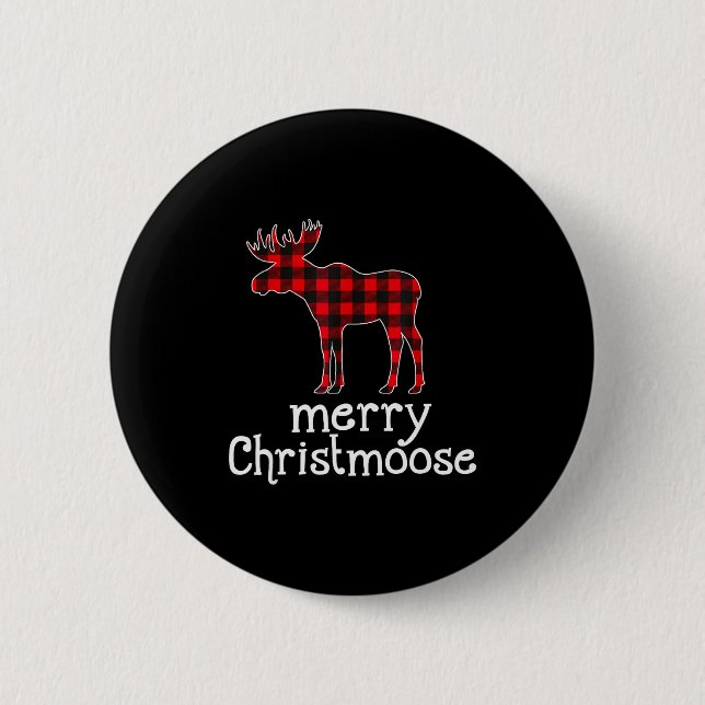 Chapa Redonda De 5 Cm Red Plaid Merry Christmoose Christmas T Shirt Moos (Anverso)