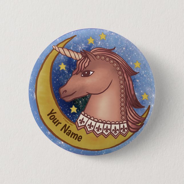 Chapa Redonda De 5 Cm Red Unicorn pin (Anverso)