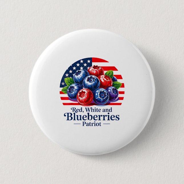 Chapa Redonda De 5 Cm Red White And Blueberries Christian Patriotic  (Anverso)