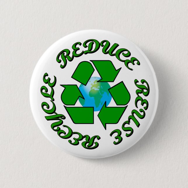 Chapa Redonda De 5 Cm Reduzca la reutilización reciclan (Anverso)