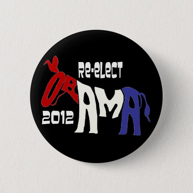 Chapa Redonda De 5 Cm Reelija a Obama 2012 (Anverso)