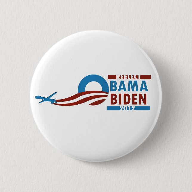 Chapa Redonda De 5 Cm Reelija a Obama Biden 2012 (Anverso)