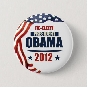 Chapa Redonda De 5 Cm Reelija a presidente Obama 2012