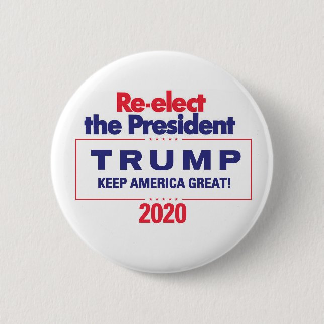 Chapa Redonda De 5 Cm Reelija al presidente TRUMP 2020 (Anverso)