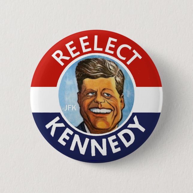 CHAPA REDONDA DE 5 CM REELIJA JFK JACK KENNEDY (Anverso)