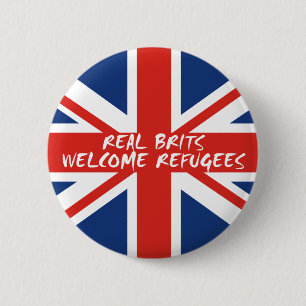 Chapa Redonda De 5 Cm Refugiados agradables de los británicos reales