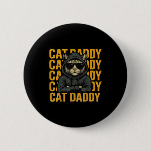 Chapa Redonda De 5 Cm Regalo De Animales Retro Cat Daddy Style Para Homb
