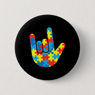Chapa Redonda De 5 Cm Regalo de Conciencia de Autismo Lenguaje de Señas 