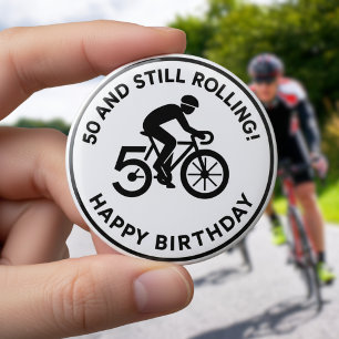 Chapa Redonda De 5 Cm Regalo de cumpleaños para ciclista de 50 años y to