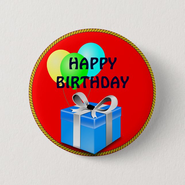Chapa Redonda De 5 Cm Regalo de cumpleaños y globos (Anverso)
