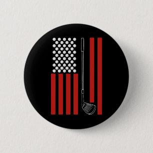 Chapa Redonda De 5 Cm Regalo de golf de bandera americana retro para gol