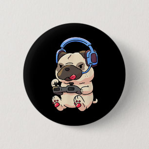 Chapa Redonda De 5 Cm Regalo de juego de pug de jugador Pugs de juego de