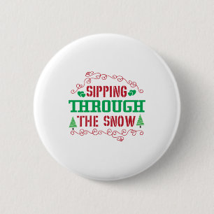 Chapa Redonda De 5 Cm Regalo De Navidad Atravesando La Nieve