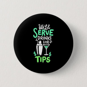 Chapa Redonda De 5 Cm Regalo de Navidad   El barman servirá bebidas por 