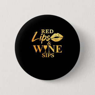 Chapa Redonda De 5 Cm Regalo de Navidad Labios Rojos y Tragos de Vino