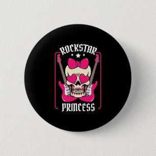 Chapa Redonda De 5 Cm Regalo de Navidad   Rockstar Princess Skull