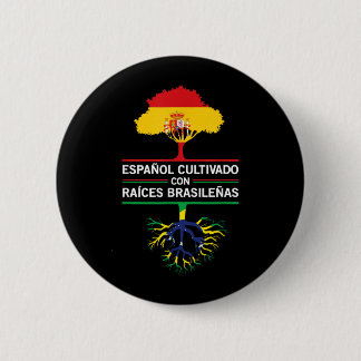 Chapa Redonda De 5 Cm Regalo de patrimonio de banderas de España Brasil 