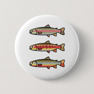 Chapa Redonda De 5 Cm Regalo de pesca de trucha arroyo dorado arcoíris p