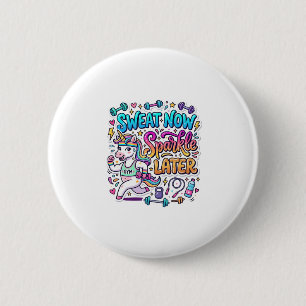 Chapa Redonda De 5 Cm Regalo de Sudor de Unicornio Ahora Brilla Más Tard