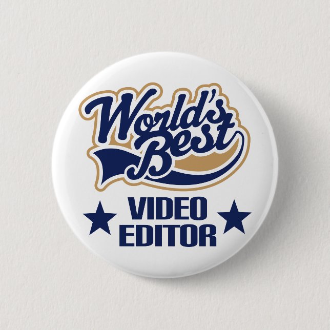 Chapa Redonda De 5 Cm Regalo del editor de vídeo (mundos mejores) (Anverso)